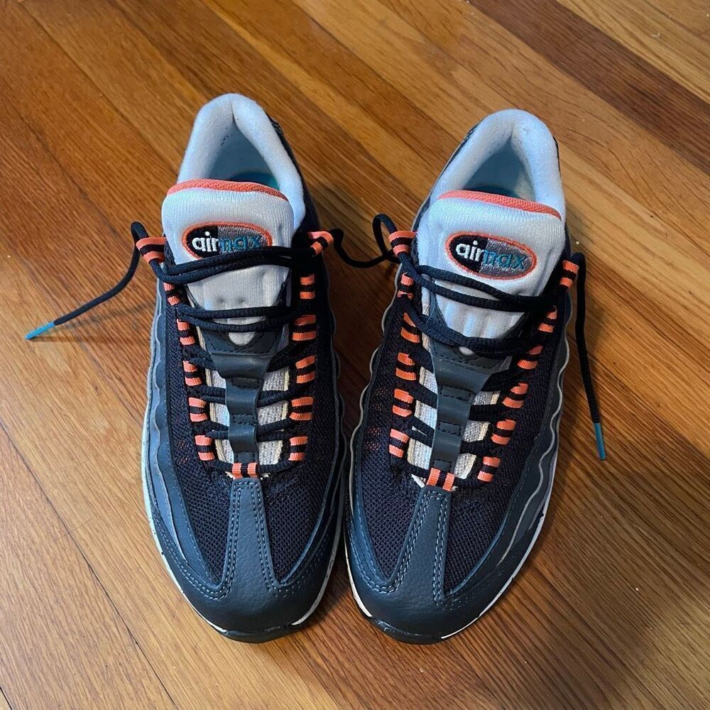 NIKE | air max 95 black aquamarine turf orange color way YOUTH 5.5
